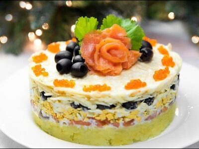 салат, рецепт салата, салат с красной рыбой